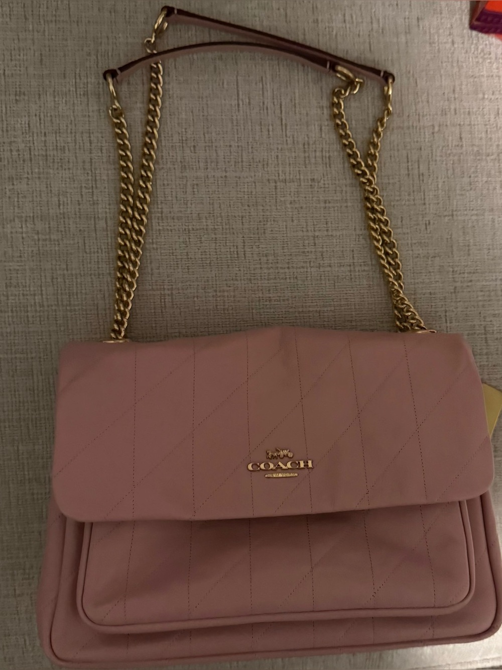 Authentic Coach Quilted Elodie Crossbody Bag in Carnation
